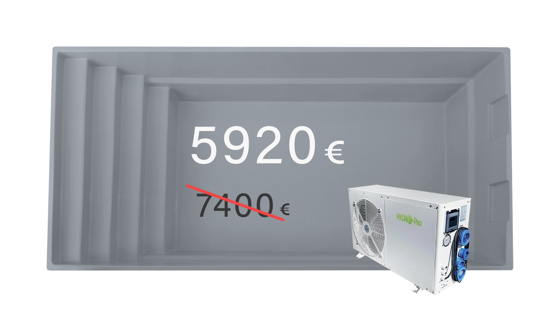 OFFER nova gray eur GFK Pool “Nova Grau 8,3 x 3,5 x 1,48 m Rabattangebot“ – Bild 1